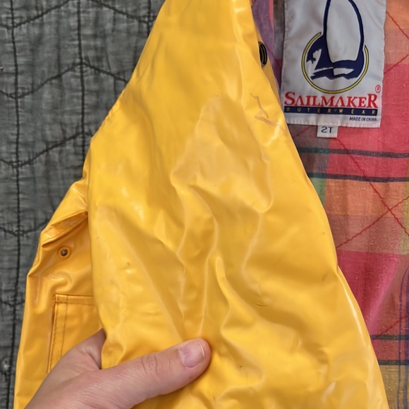 Vtg Yellow Sailmaker Kids Raincoat with Flannel Lining - Picture 4 of 7